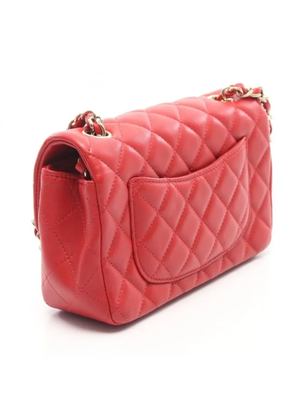 Chanel Shoulder Bag Mini Quilted 20 Red Lambskin Chain
